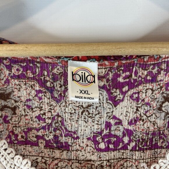 Bila Womens Maxi Dress Size XXL Multicolor Damask Sleeveless Crochet Scoop Neck - Picture 6 of 12